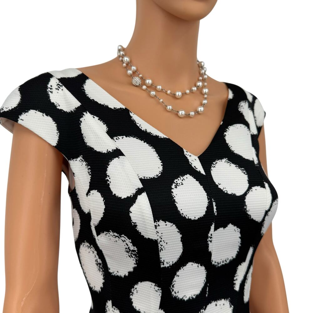NWT Julia Jordan Black/White Polka Dot Fit & Flare Dress Double V-Neck Pockets 6 - Picture 5 of 16